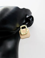 Biya Accessoires artificial jewellery online dubai gold molten hoop and matte grid stud earrings.