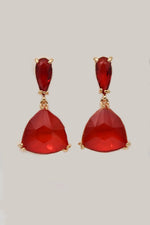 Red gemstone Christmas earrings for women, gold prong set party drops, gift for her jewelry Canada