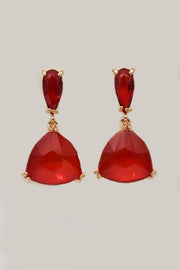 Red gemstone Christmas earrings for women, gold prong set party drops, gift for her jewelry Canada