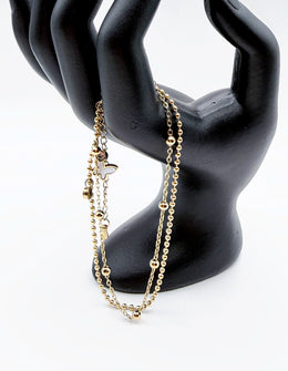 Waterproof gold double chain ankle bracelet with butterfly charm and shimmering crystals