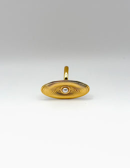 18K gold plated elongated oval ripple pearl statement ring by Biya Accessoires.