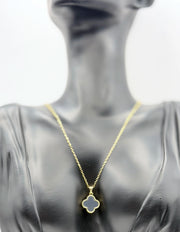 Waterproof gold dual sided quatrefoil pendant for women Dubai.