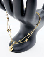 Modern luxury fine art editorial jewelry layered pearl flower bracelet gift for her.