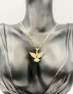 18K gold plated crystal dove pendant necklace by Biya Accessoires.