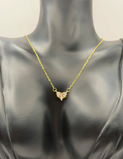 Modern luxury gold and crystal geometric heart statement necklace gift.