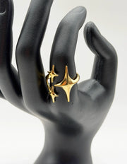 Modern luxury fine art editorial jewelry sculpted North Star ring gift for her.
