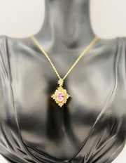Hypoallergenic non-tarnish ornate pink and clear crystal jewelry.