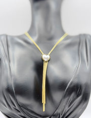 Premium gold tassel drop statement necklace UAE.