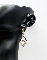 Biya Accessoires artificial jewellery online dubai geometric pavé diamond drop earrings.