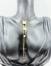 Biya Accessoires 18K gold plated frosted butterfly lariat necklace with adjustable chain gift for her