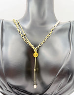 Everyday luxury fashion jewelry layered necklace with durable PVD gold coating.