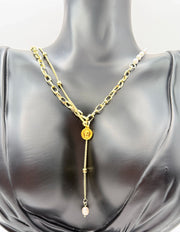 Everyday luxury fashion jewelry layered necklace with durable PVD gold coating.