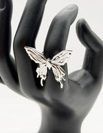 Modern luxury fine art editorial jewelry chunky butterfly ring gift for her.