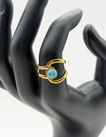Waterproof gold minimalist turquoise adjustable ring for women Dubai.