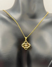Modern luxury gold pavé abstract clover statement necklace gift for her.