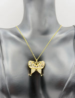 Waterproof non-tarnish artificial gold jewelry butterfly pendant in a luxury gift box.