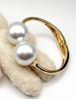 Waterproof 18K gold twin pearl open bangle Biya Accessoires UAE.