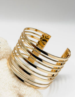 Waterproof 18K gold multi band wide cuff bracelet Biya Accessoires UAE gift for her