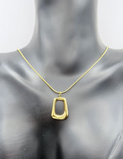 18K gold plated sculptural geometric pendant necklace in green gift box.