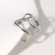 Modern luxury fine art editorial silver jewelry wide band molten ring gift for her.
