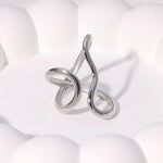 Modern luxury fine art editorial silver jewelry continuous loop ring gift for her.