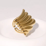 Modern luxury fine art editorial jewelry chunky liquid gold ring gift for her.