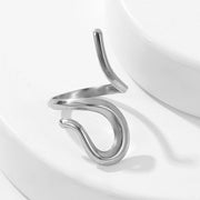 Modern luxury silver vertical wave wrap ring gift for her.