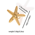 Modern luxury long textured gold starfish resort wear ring gift.