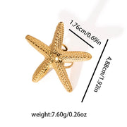 Modern luxury long textured gold starfish resort wear ring gift.