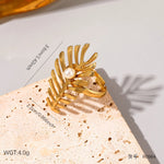 Modern luxury resort wear gold and pearl ring gift for her.