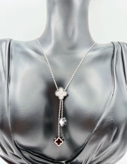 Designer inspired silver four leaf clover layering necklace UAE.