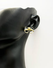 Best fashion jewelry in UAE black pearl inlay bow earrings for women.
