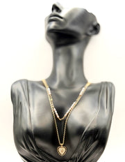 Close-up of premium hypoallergenic double chain necklace for women in the UAE.