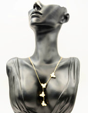 Designer inspired gold and white butterfly drop necklace gift box.