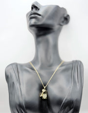18K gold plated crystal heart padlock and key pendant necklace.
