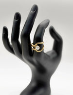 Modern luxury gold boho-chic sculptural jewelry turquoise ring.