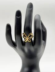 18K gold plated hollow butterfly open ring by Biya Accessoires.