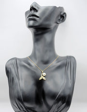18K gold plated pearl and crystal mermaid tail pendant in luxury gift box.