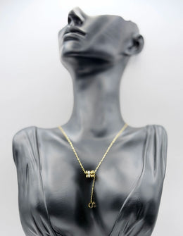 Waterproof non-tarnish artificial gold Y-necklace in a luxury green gift box.