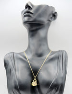 Biya Accessoires 18K gold plated opal heart necklace with pavé crystals.