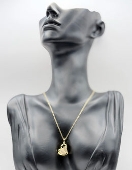 Biya Accessoires 18K gold plated opal heart necklace with pavé crystals.