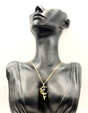 Biya Accessoires 18K gold plated mermaid moon necklace with crystals.