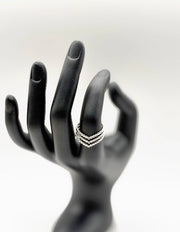 Hypoallergenic non-tarnish high polish architectural layered ring UAE.
