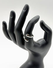 Modern luxury fine art editorial jewelry fluid metal ring gift for her.