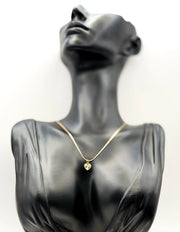 18K gold plated petite crystal heart pendant necklace.
