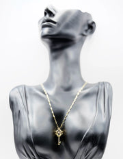 Waterproof gold key necklace with kinetic moving crystal Dubai.