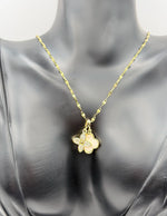 Hypoallergenic non-tarnish double pendant necklace with cubic zirconia.