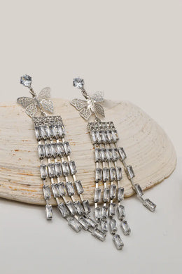 butterfly_cascade_crystal_dangle_earrings elegant silver jewellery Canada