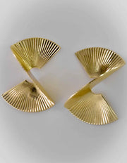Montreal minimalist gold fan studs against white background
