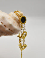 trendy_goden_black_layered_bracelet_with_roman_numerals_canadian_minimalist_jewelry